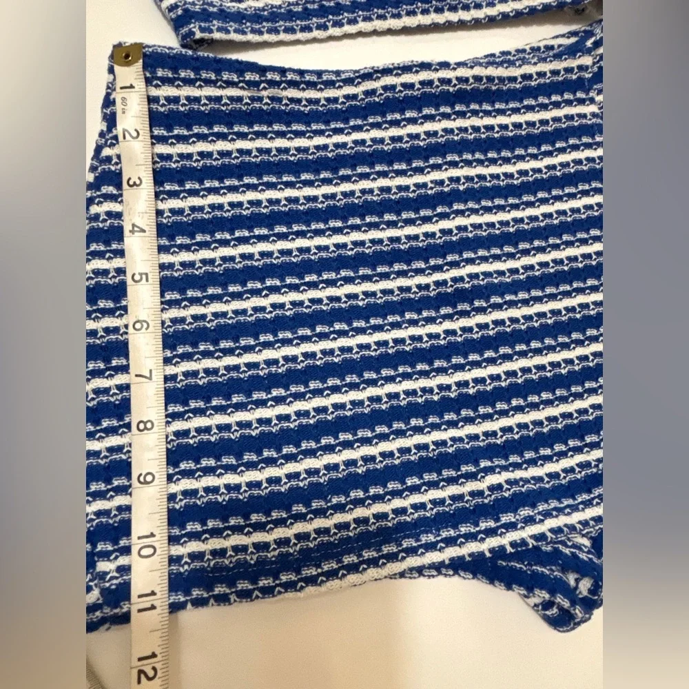 Zara Blue and White Striped Two-Piece Crop Top and Skort Set - Picture 10 of 14